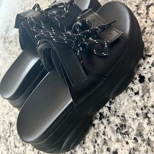 Black Platform Wedge Sandals